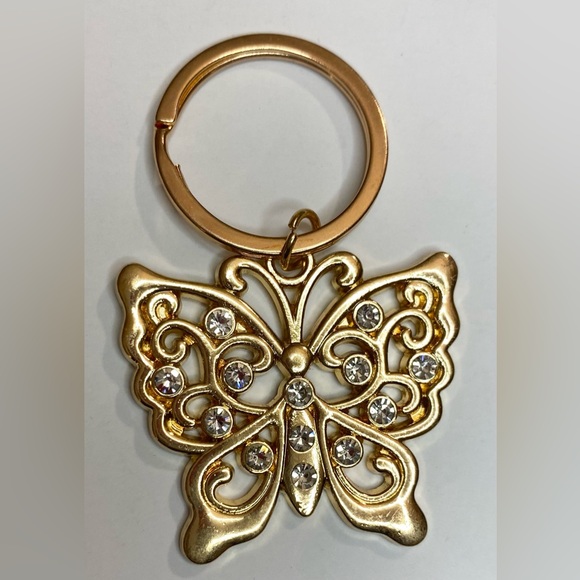 Accessories - Gold Butterfly Keychain with Rhinestones